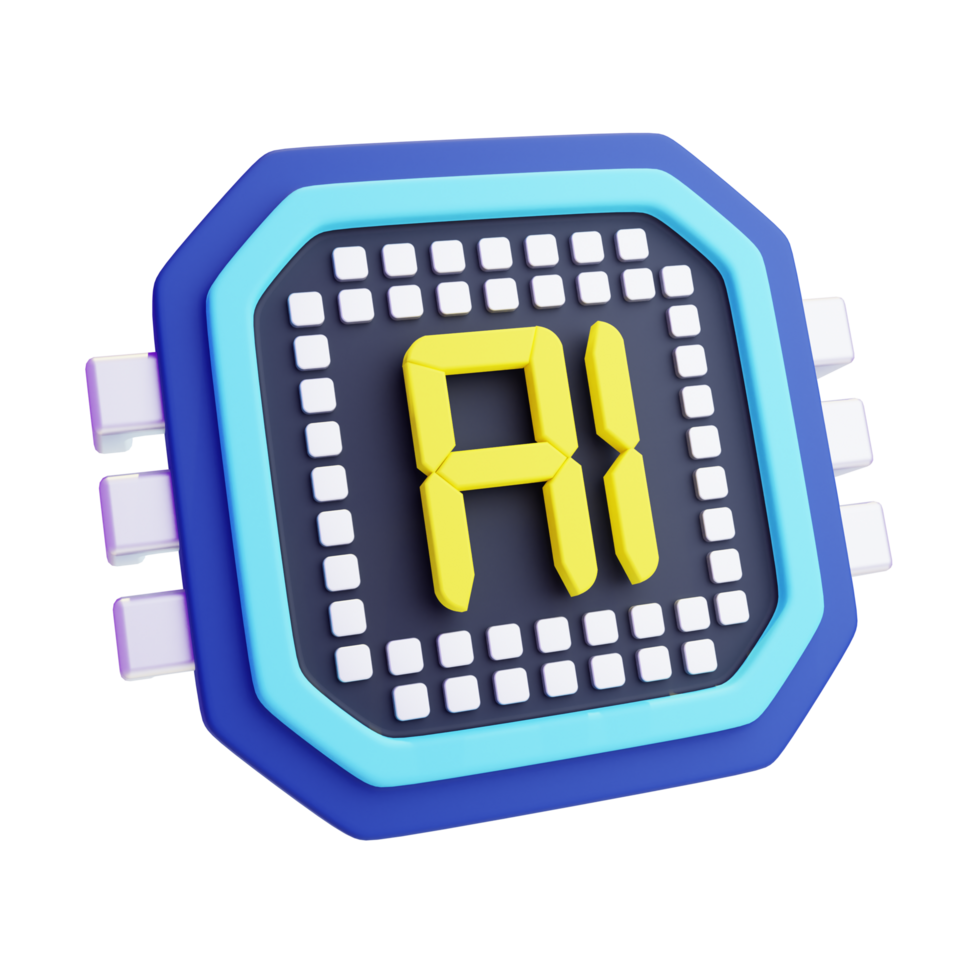 3D Illustration of Artificial Intelligence Chip png