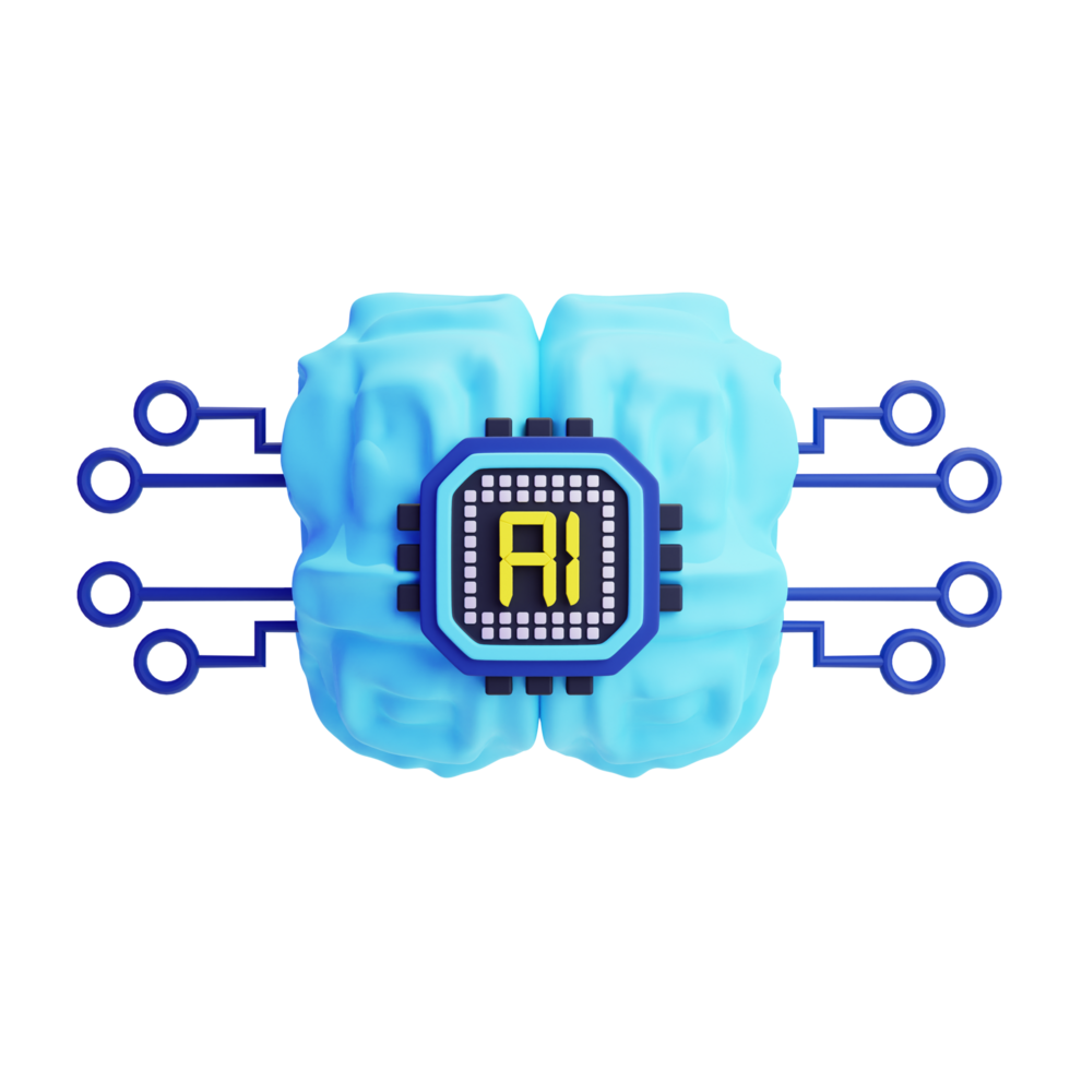 3D Illustration of Brain Chip png