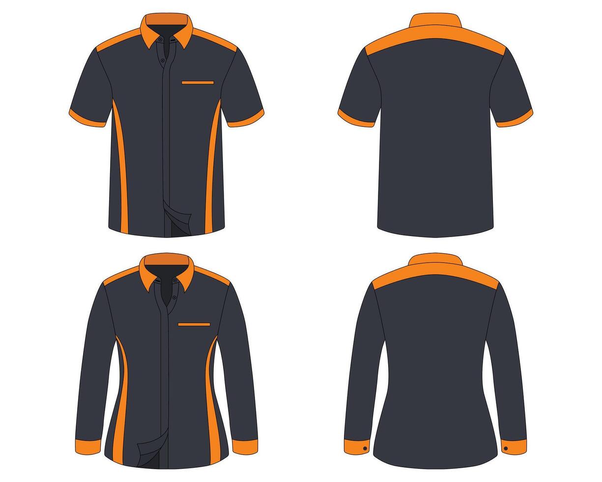 Black and orange office uniform mockup for men and women vector