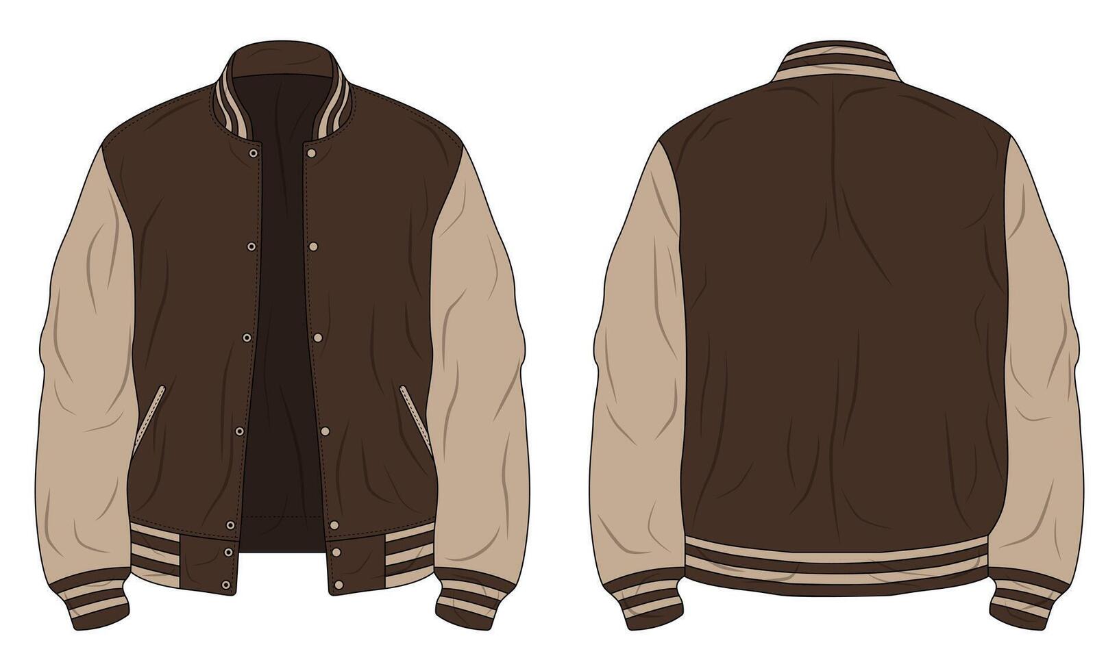 Varsity streetwear jacket front and back view vector