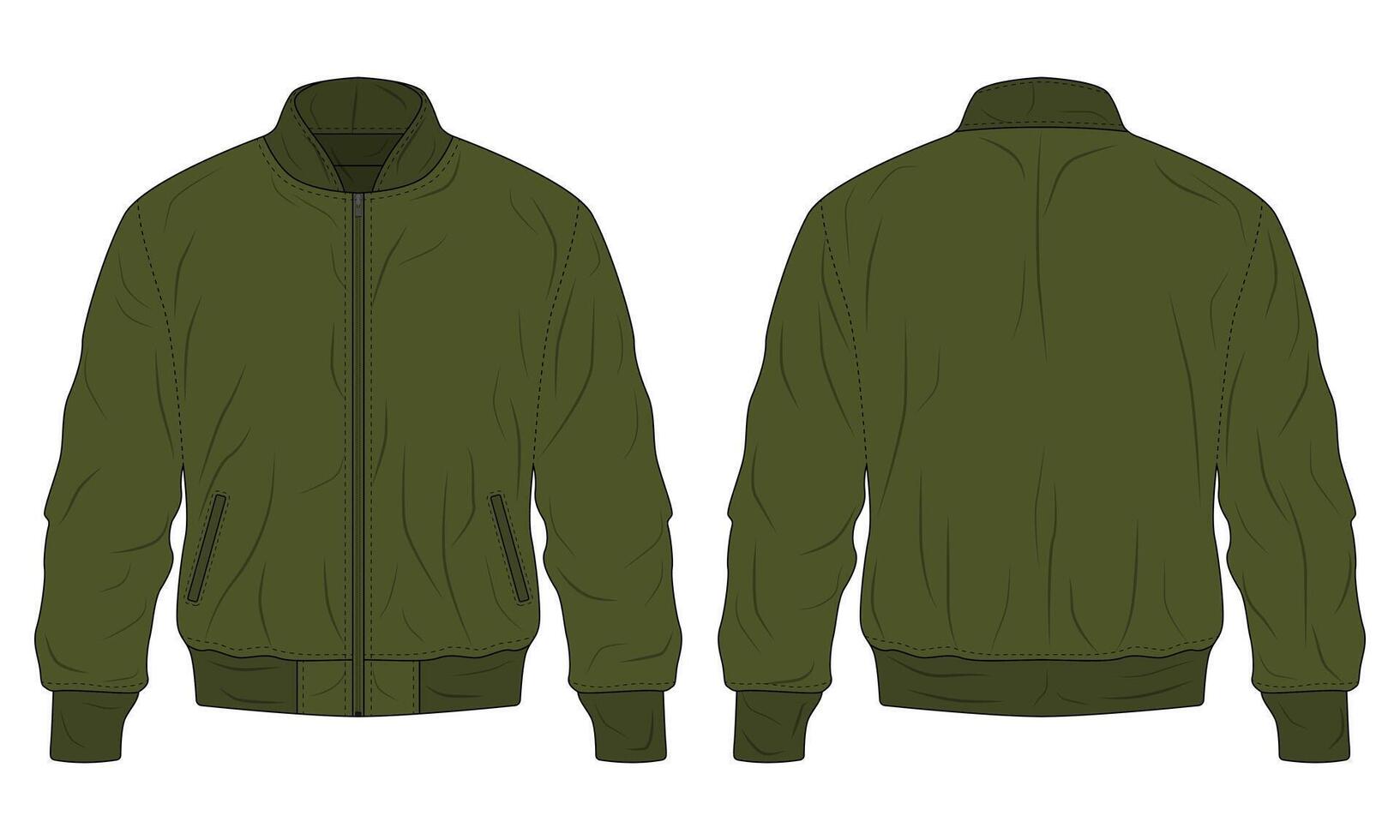 Green army bomber jacket mockup vector