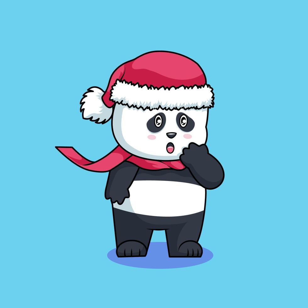 Surprised Christmas Panda vector
