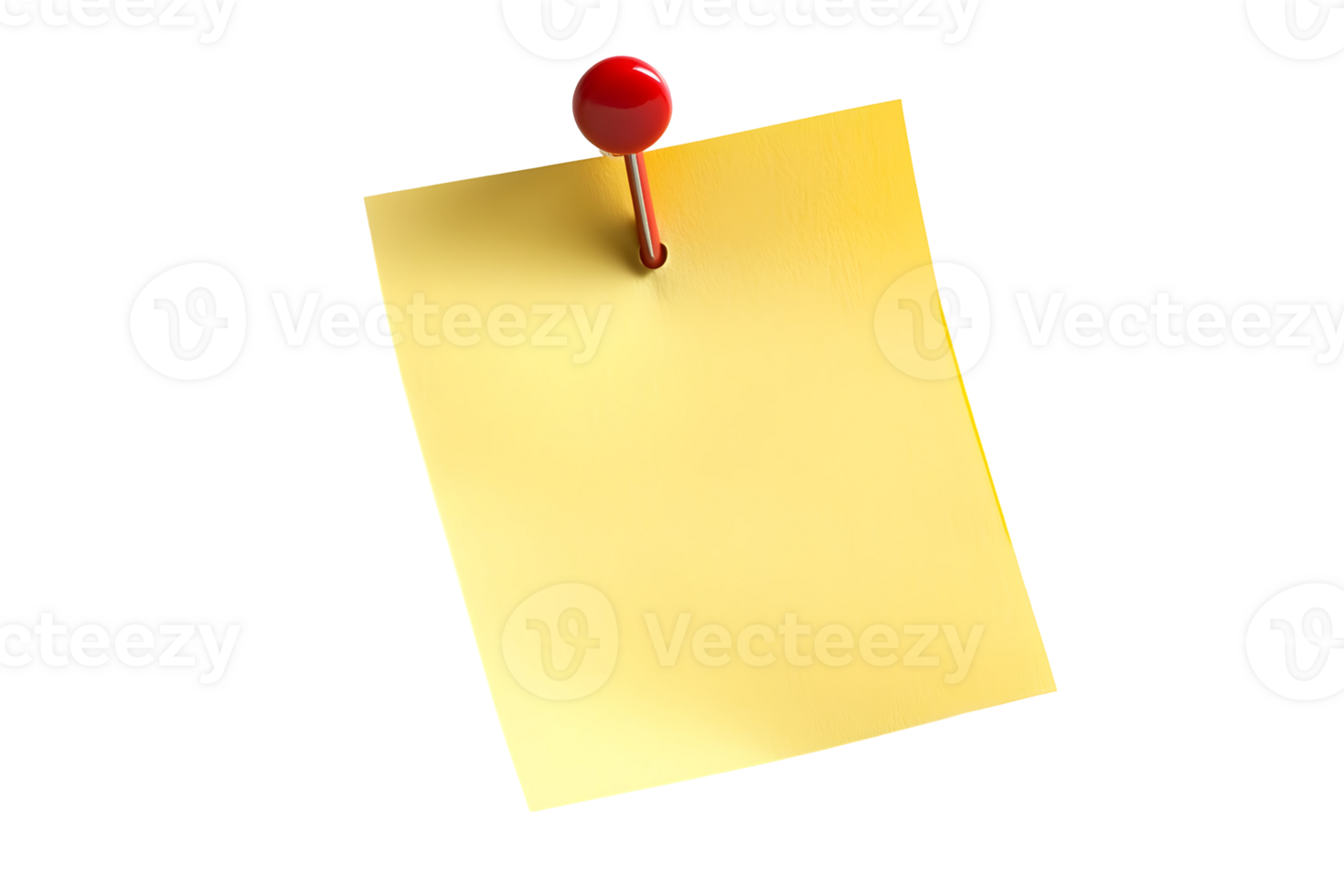 Blank yellow sticky note with a red pushpin, great for office or school themed designs, organization concepts png