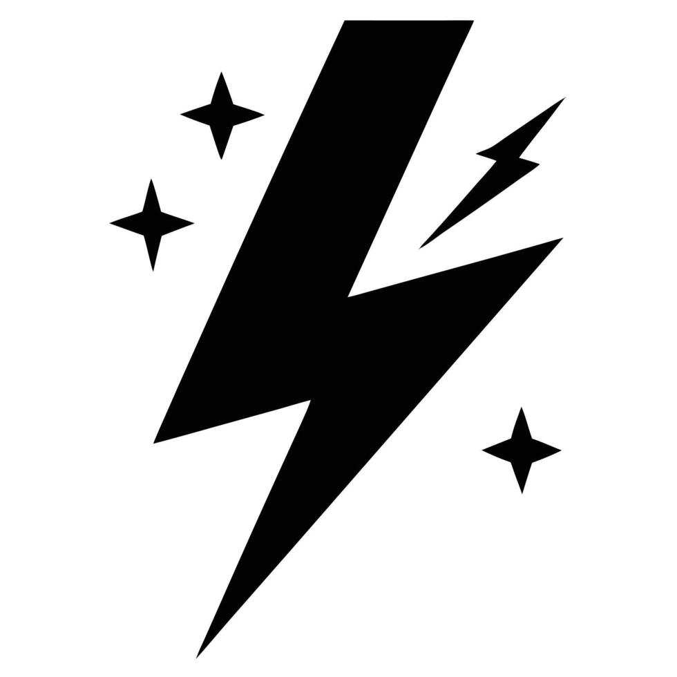 A black and white lightning bolt with stars vector