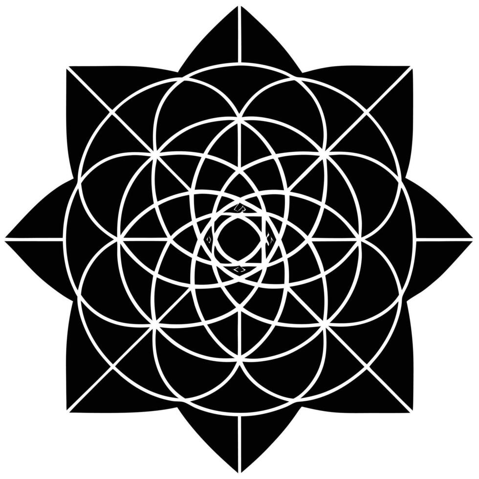 A black and white flower of life symbol vector