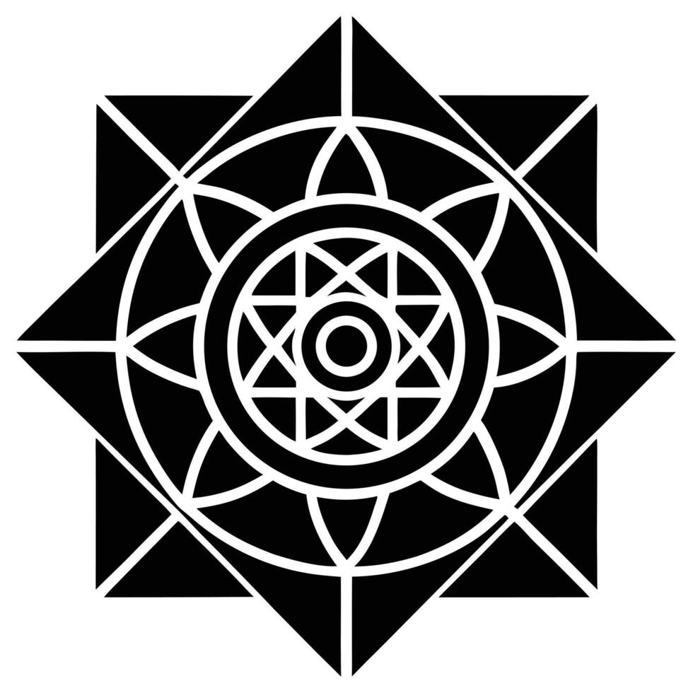A black and white logo of a star with a geometric design vector
