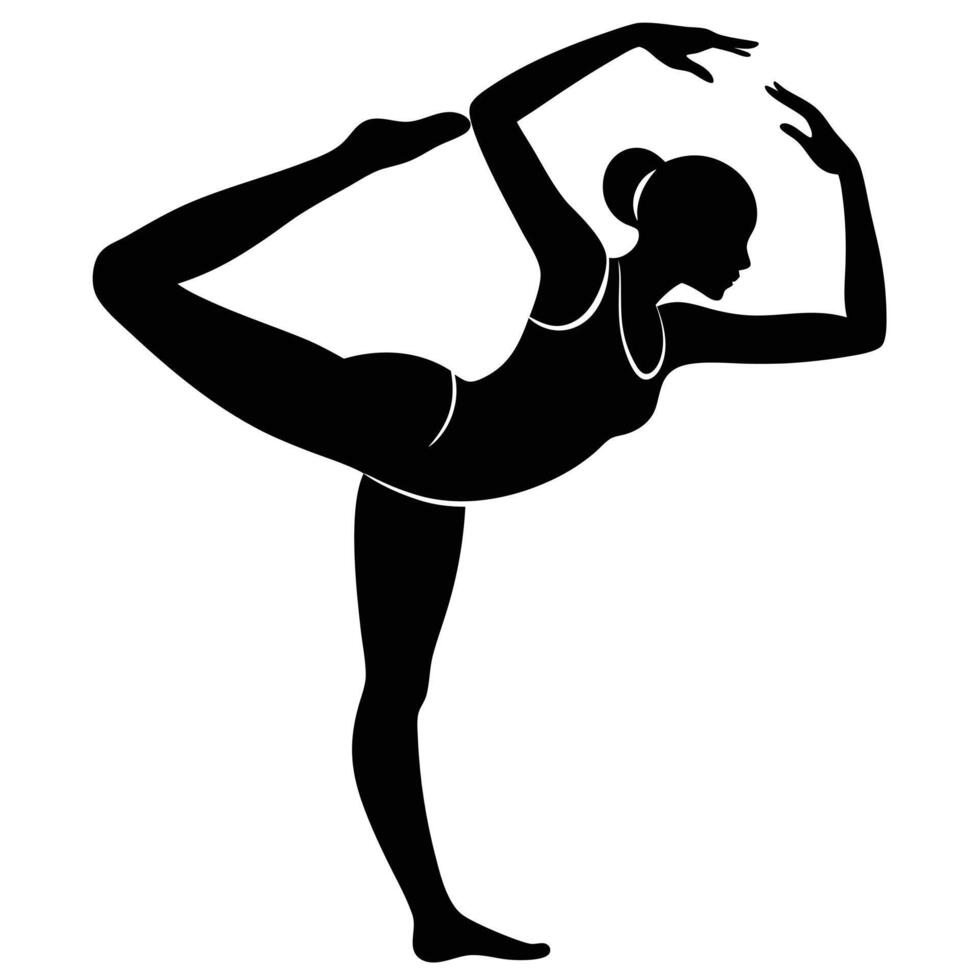 A silhouette of a woman doing yoga vector