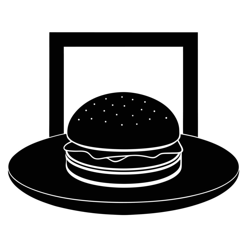 Ornate Artistic Burger with Decorative Lines vector