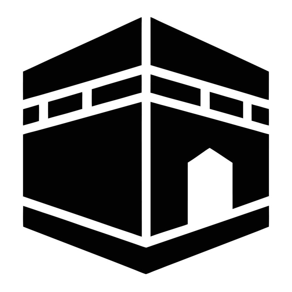 Kaaba black and white icon illustration vector