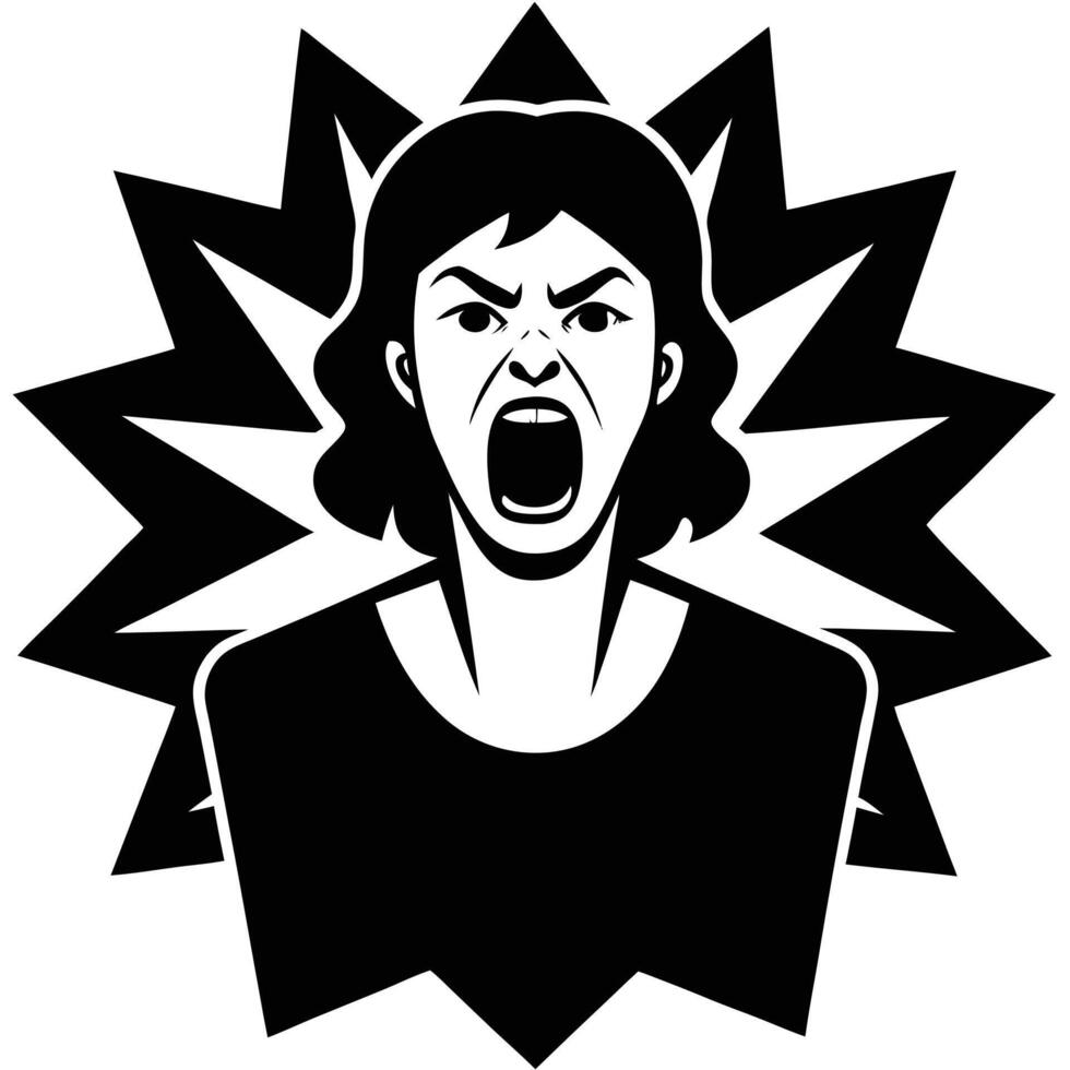 A woman screaming with her mouth open vector