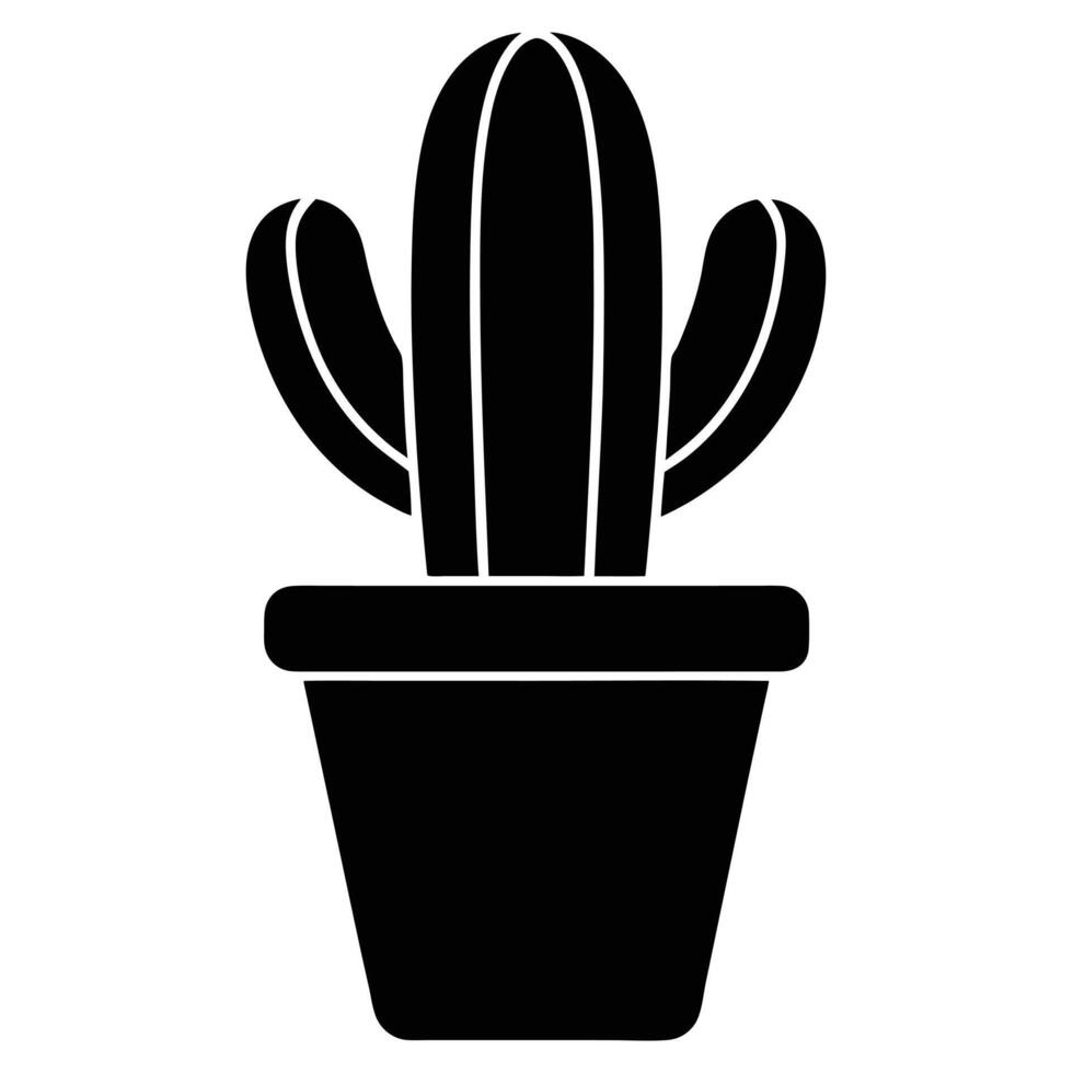 Cactus plant icon in pot on white background vector