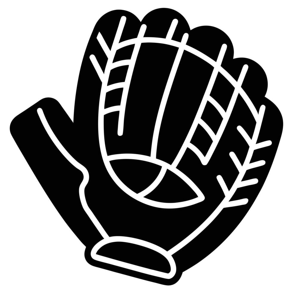 A black and white baseball glove icon vector