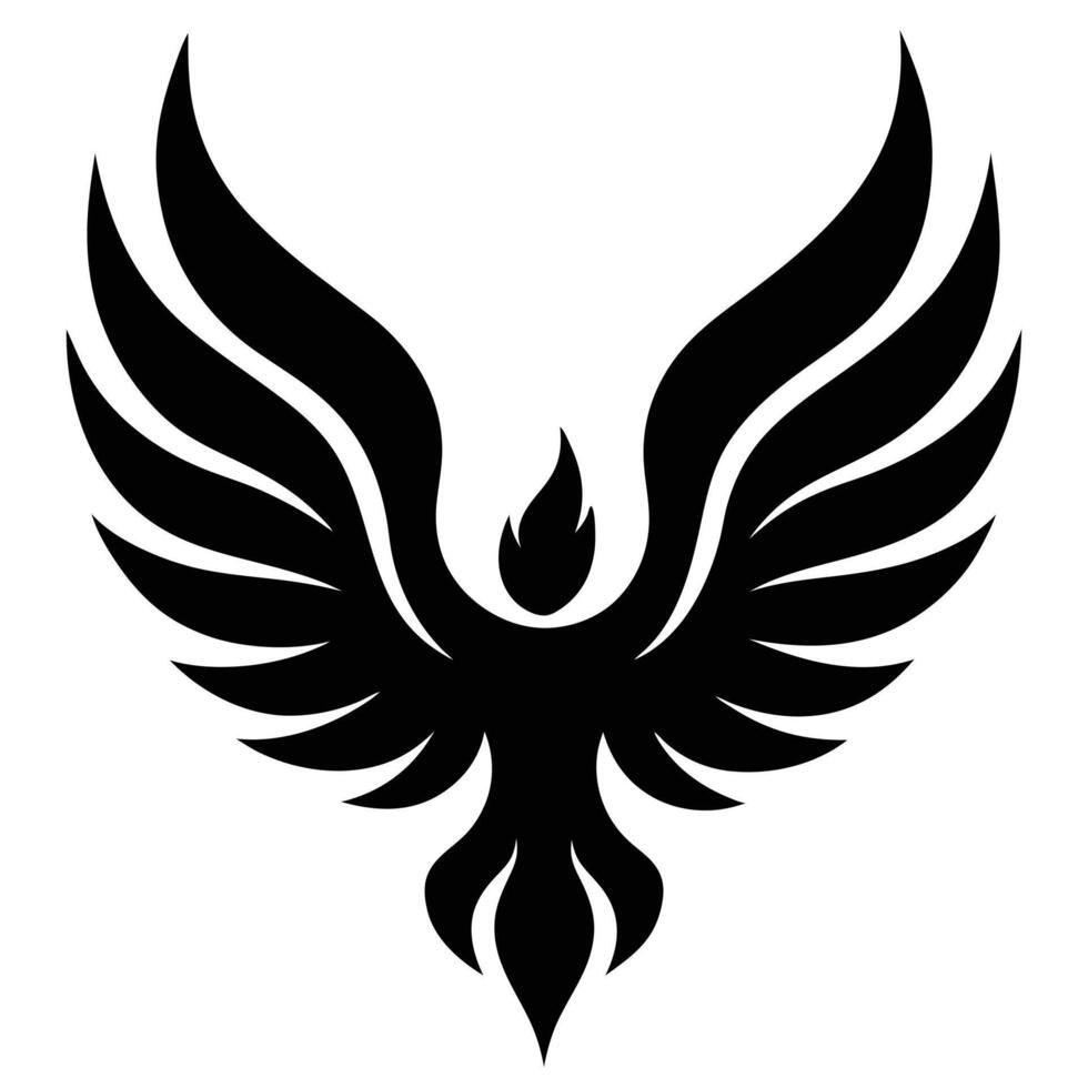 A black and white phoenix logo vector