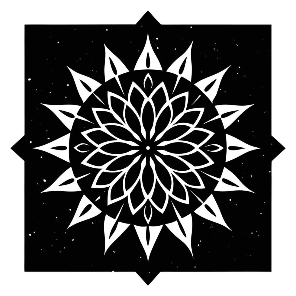 A black and white image of a flower in a star pattern vector