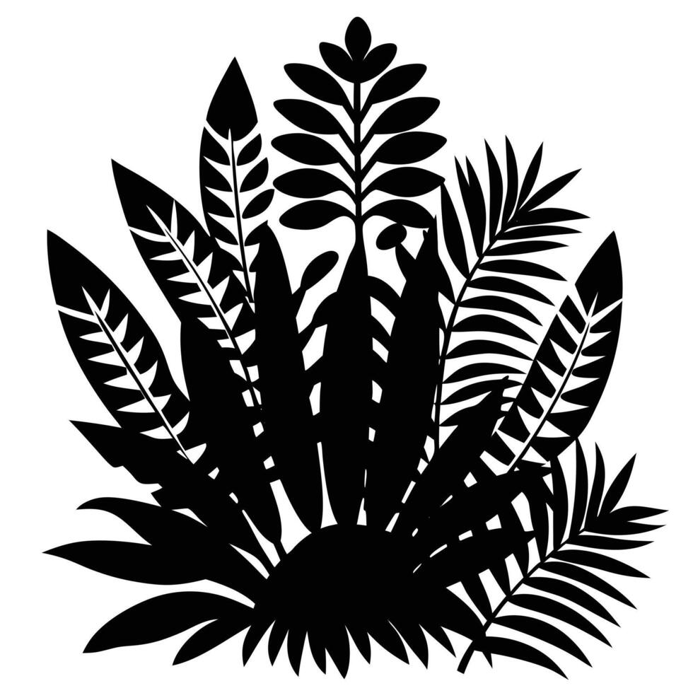 A silhouette of leaves and plants on a white background vector