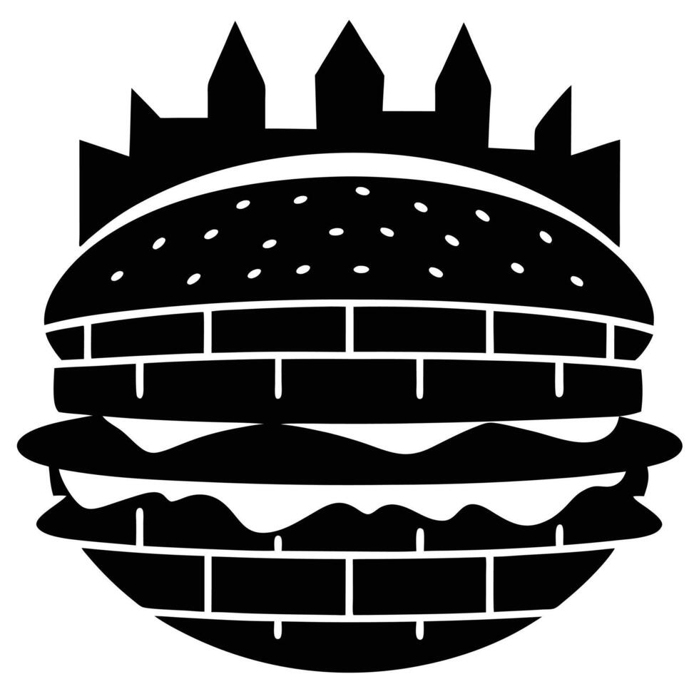 Grilled Burger with Fire and Barbecue Theme vector