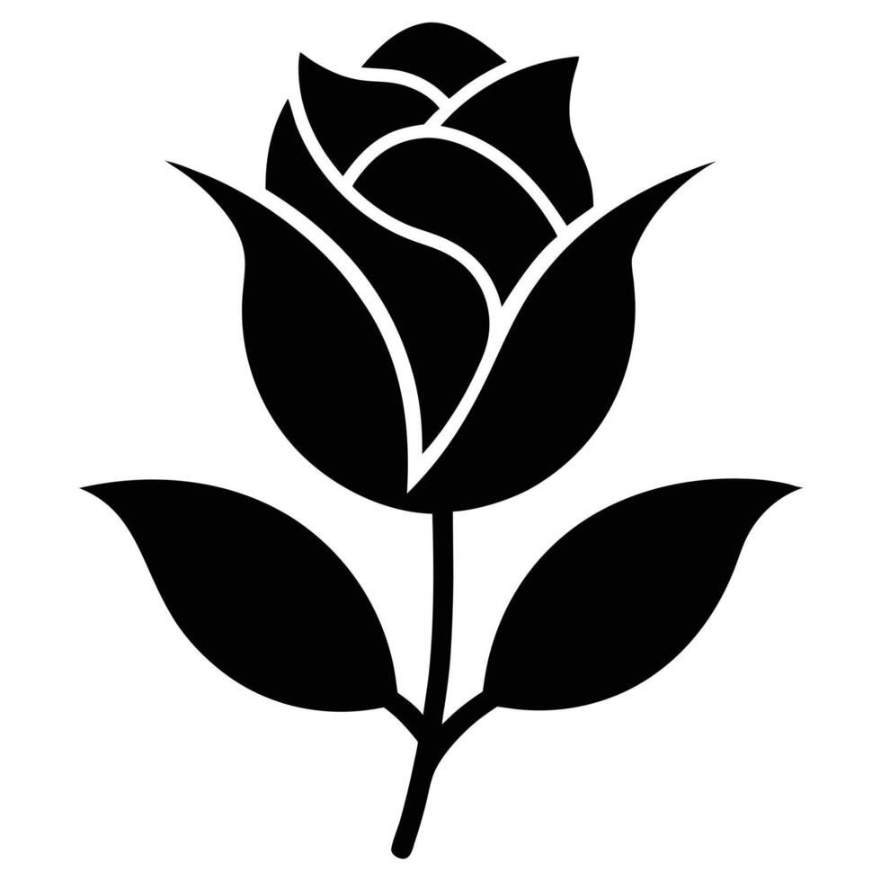 stylized rosebud silhouette symmetrical petals vector