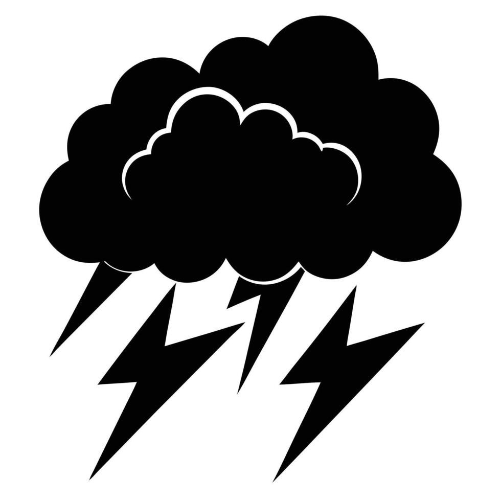 Black and white cloud with lightning illustration vector