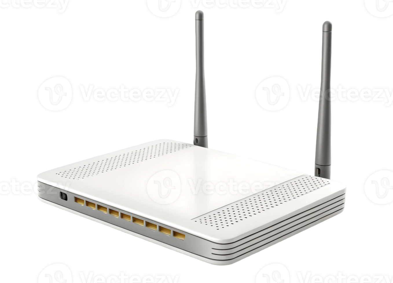 White wireless router with antenna for home or office network internet connection device technology png