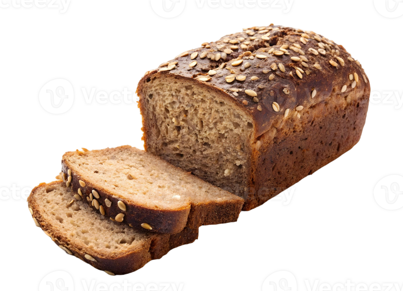 Freshly Baked Artisan Whole Grain Bread with Sliced Pieces on Transparent Background png