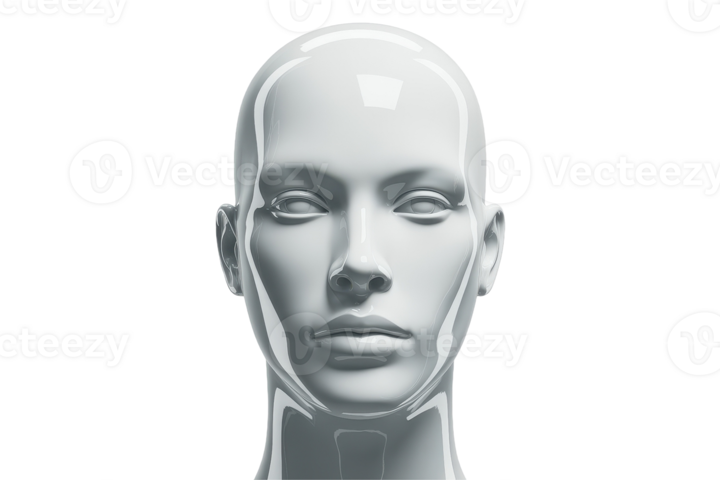 Minimalist white mannequin head and shoulders on transparent background png