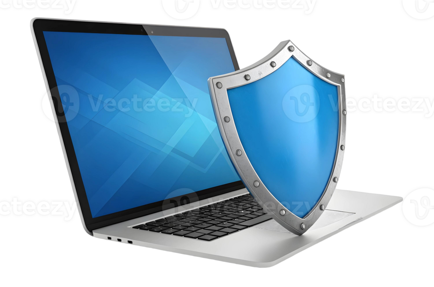 Laptop security concept shield protecting computer data privacy antivirus software cyber safety png