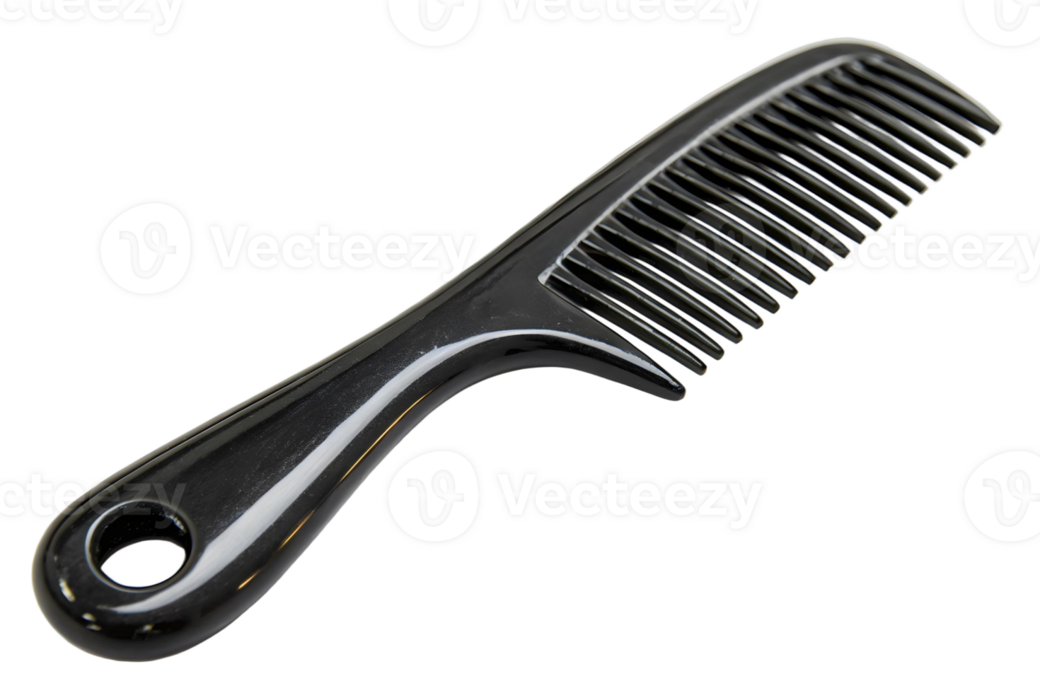 Black comb hair care personal grooming tool isolated on transparent background studio shot png