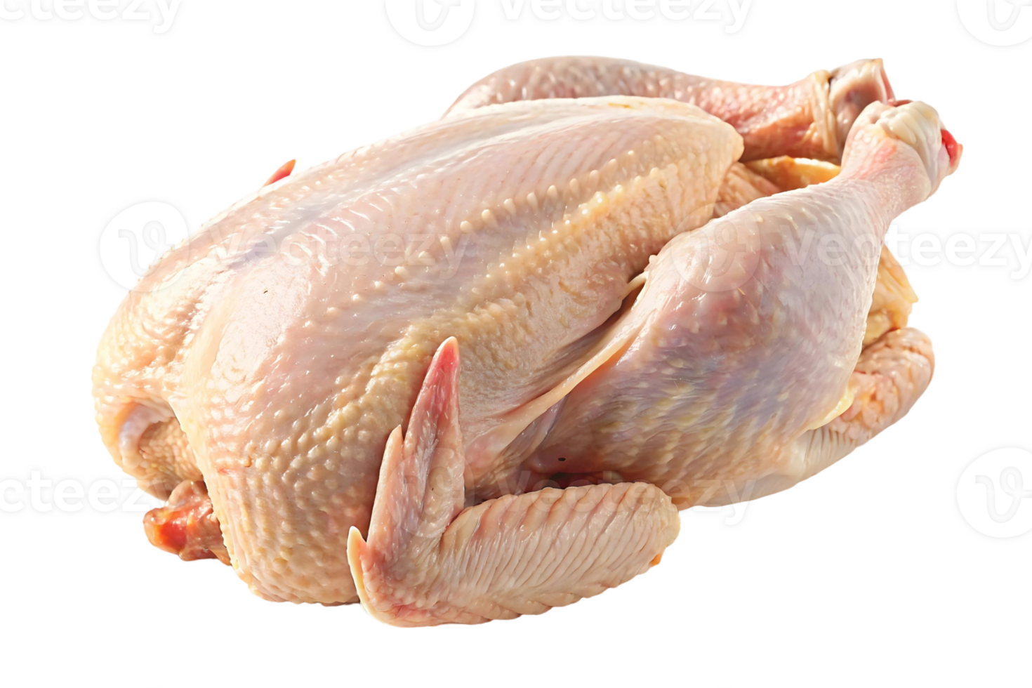 Raw whole chicken ready for cooking on a transparent background for culinary projects png