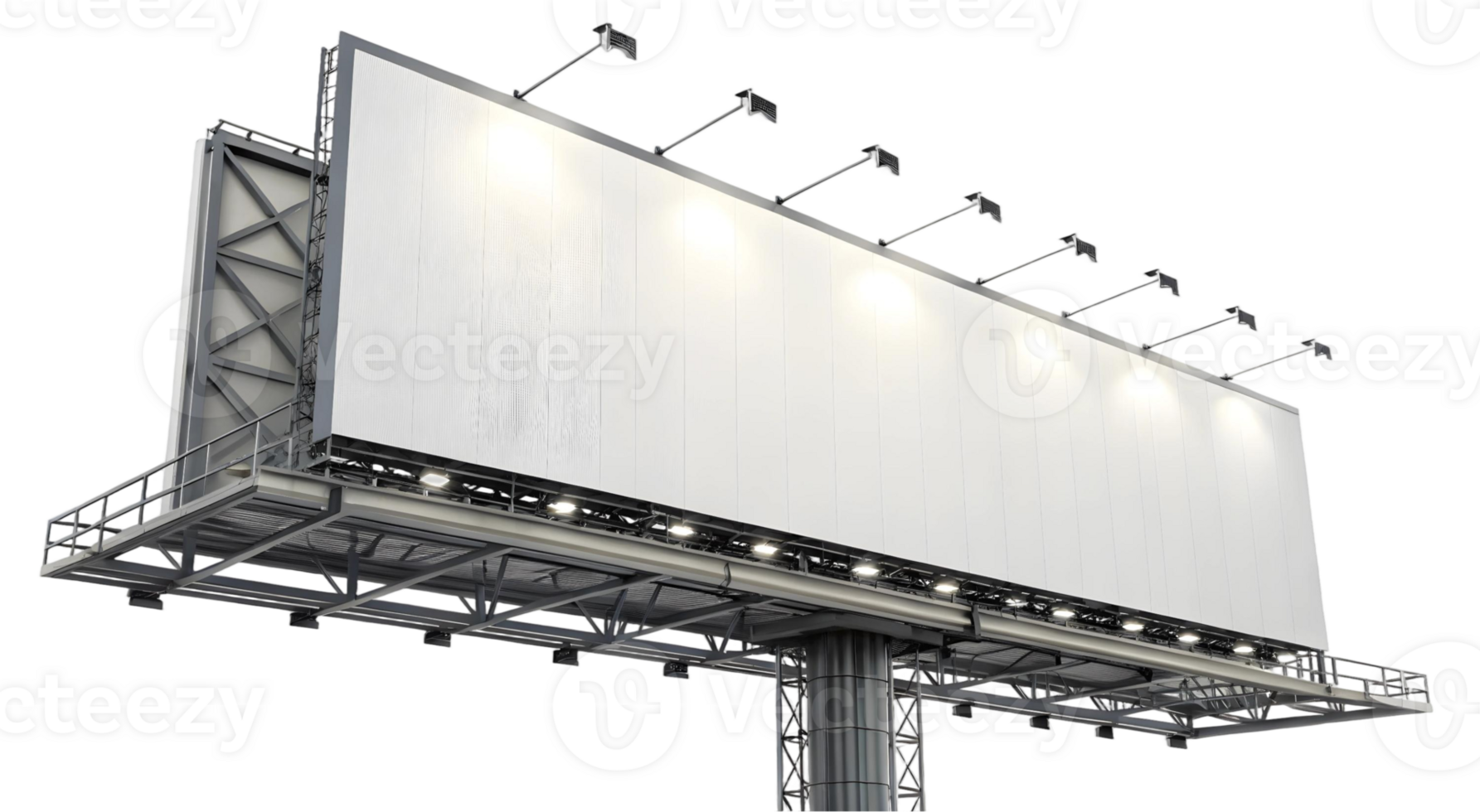 A large blank billboard with metal framework against a transparent background for advertising needs png