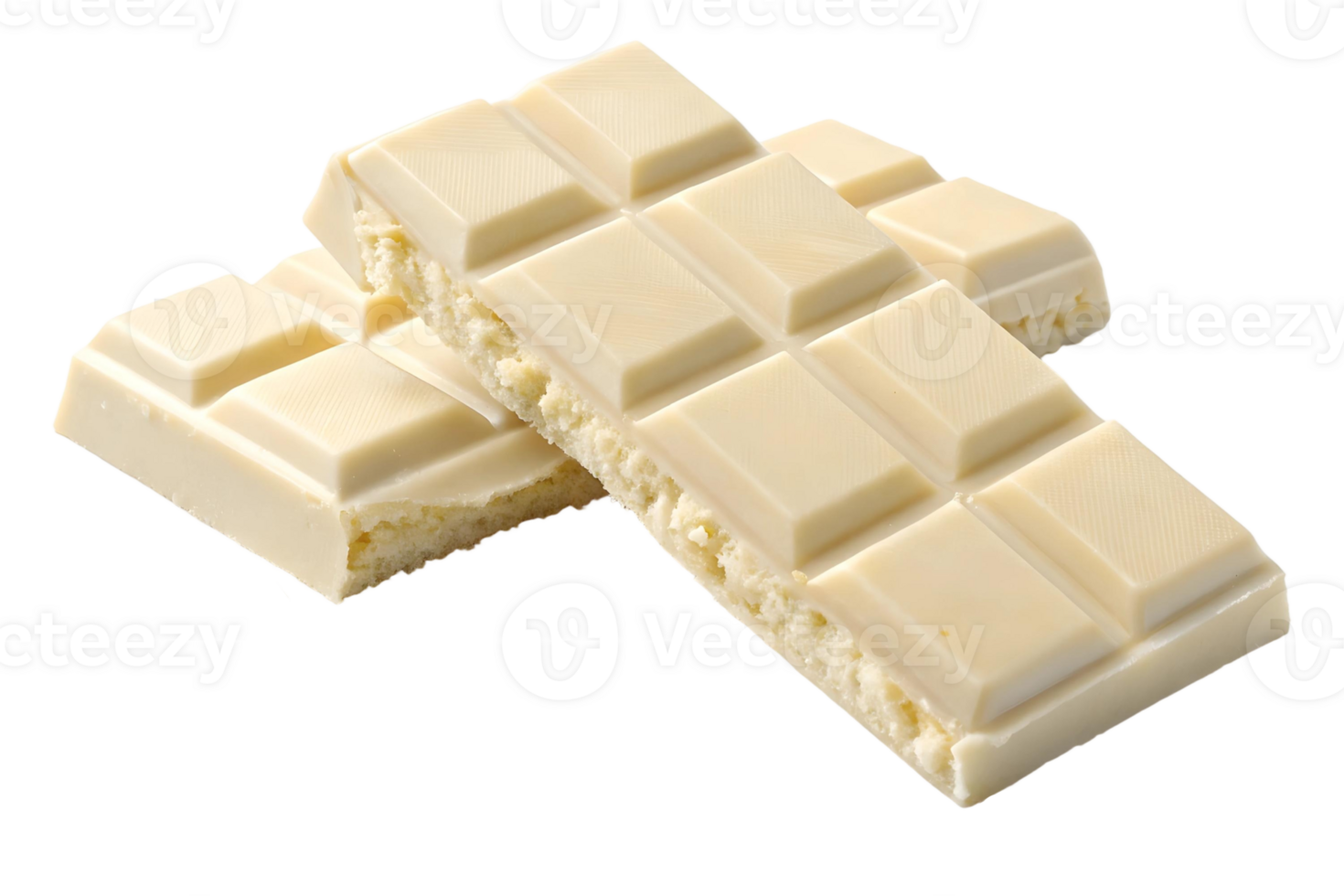 Two bars of creamy white chocolate stacked on top of each other on a transparent background png