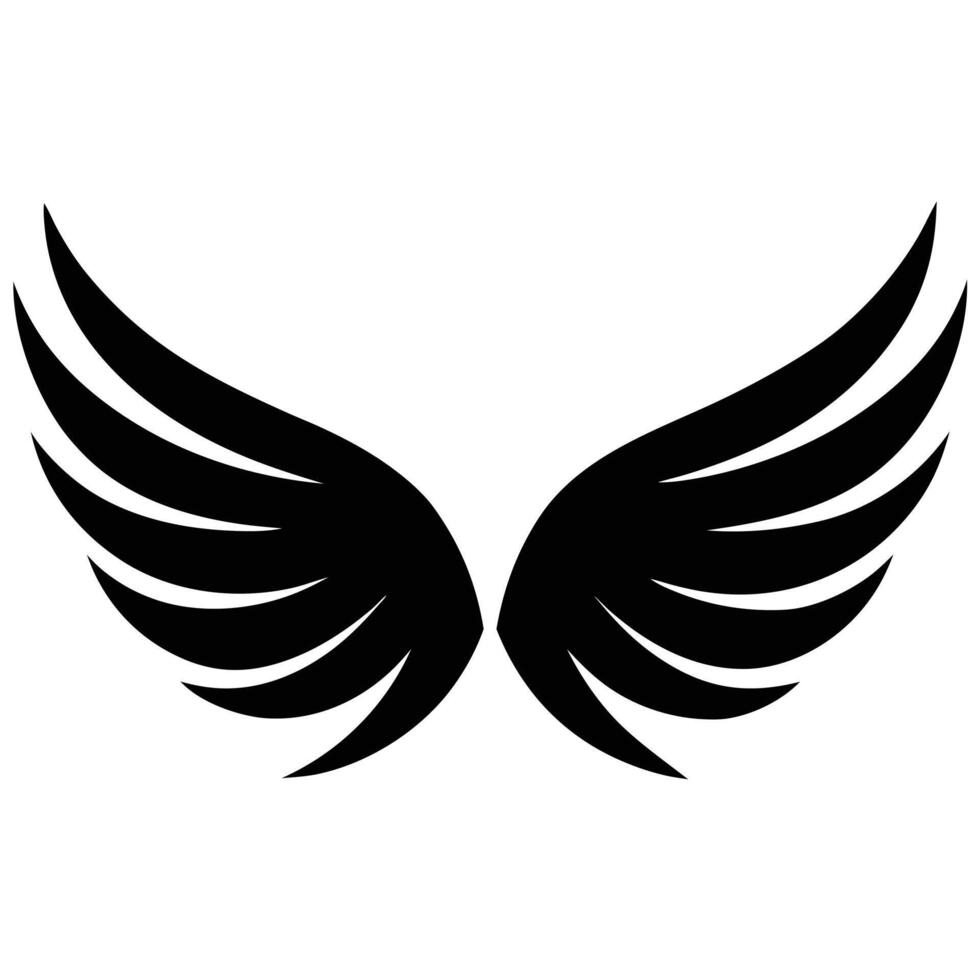 A black and white silhouette of wings vector