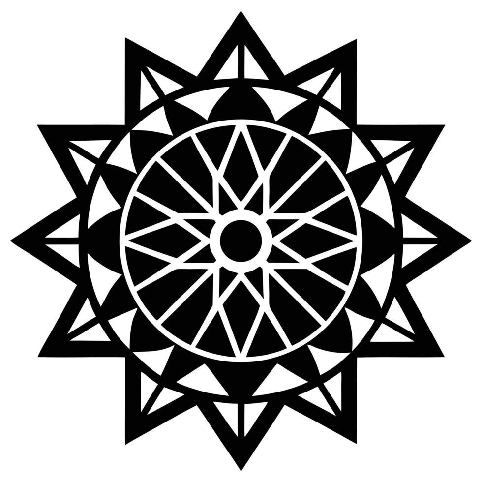 A black and white geometric design with a star in the center vector