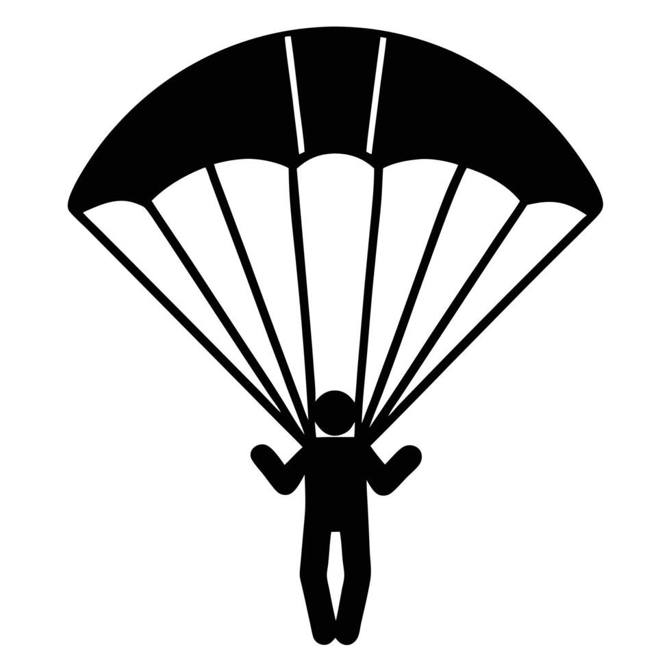 A black silhouette of a person with a parachute vector