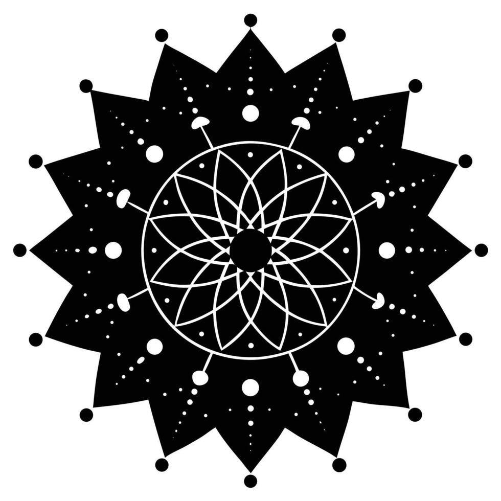 A black and white illustration of a flower vector