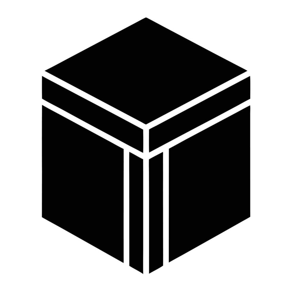 A black and white cube with a white border vector