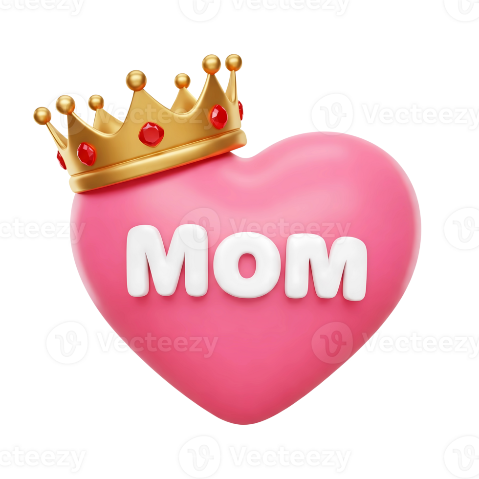 Mother's Day Greeting with Mom Heart and Crown png