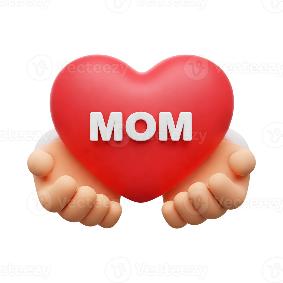 Mom's Heart A 3D Cartoon Mother's Day Celebration png