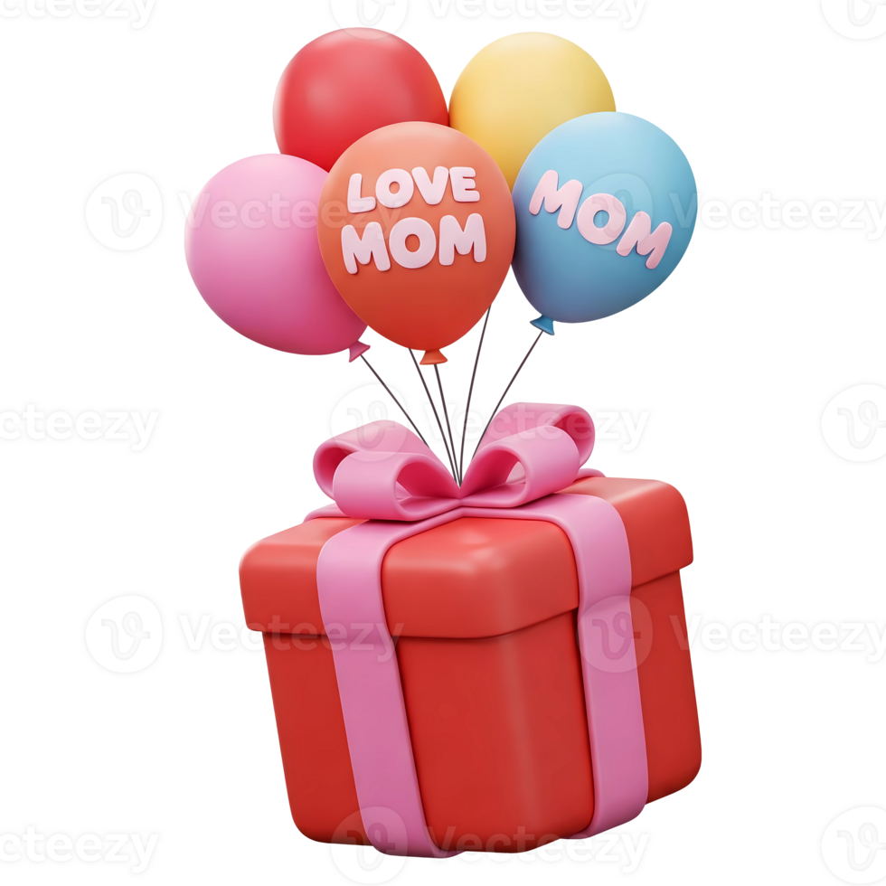 Mother's Day Gift with colorful Balloons png