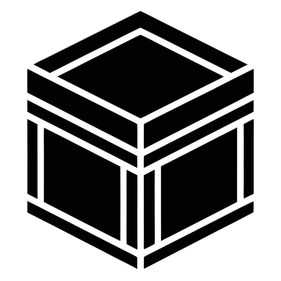 A black and white image of a cube vector