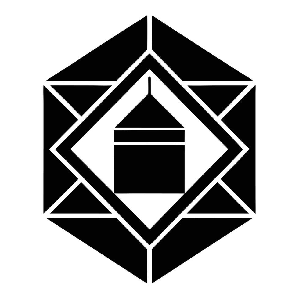 A black and white logo with a house in the middle vector