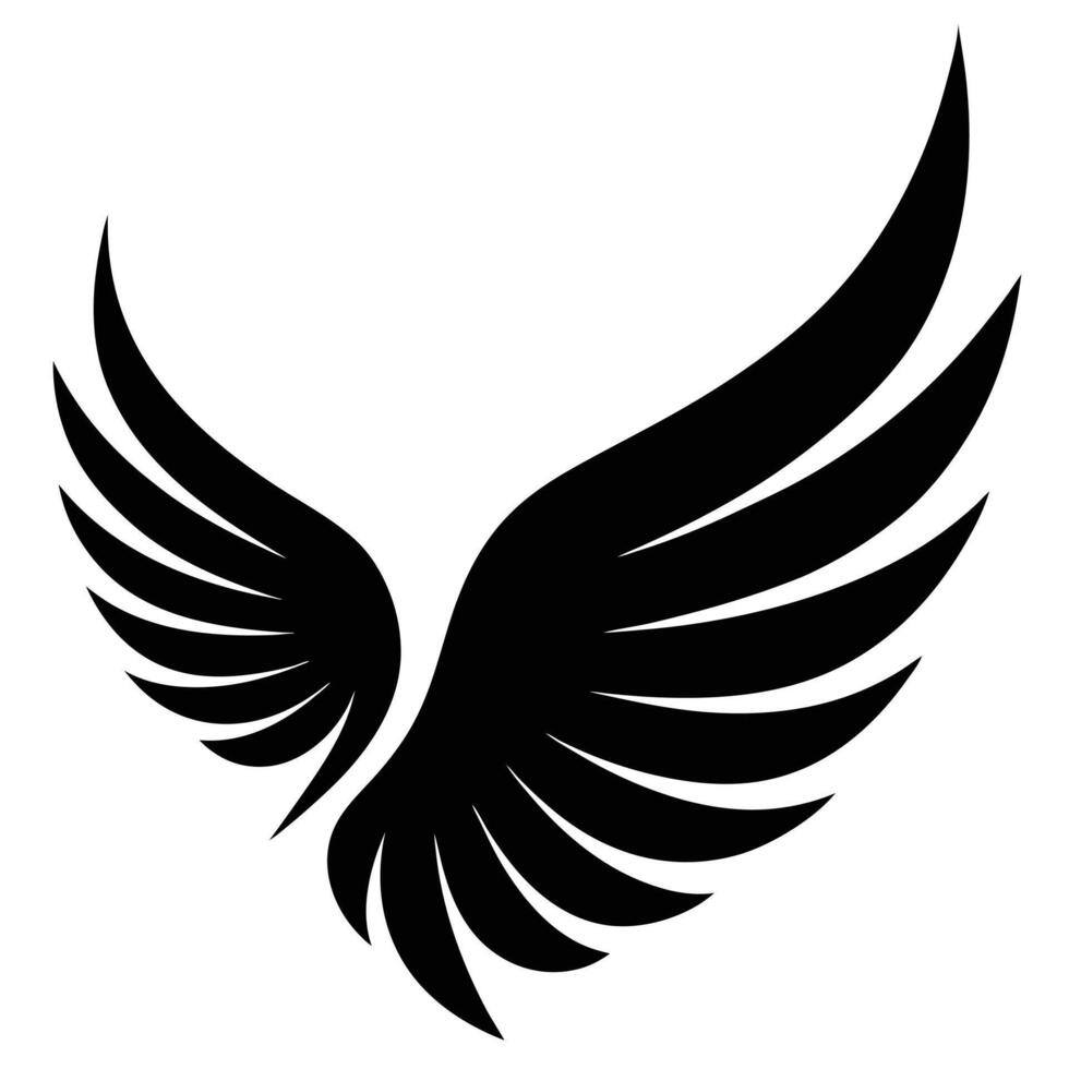 A black and white silhouette of a winged bird vector