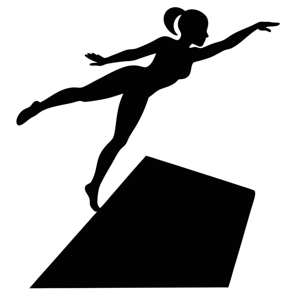 Silhouette of a gymnast on a balance beam vector