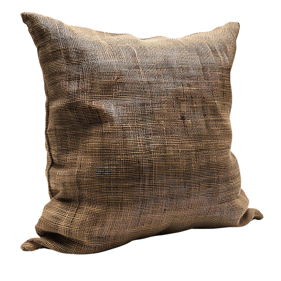 Cozy decorative pillow with textured fabric, perfect for adding warmth and comfort to any living space. Its neutral tones blend seamlessly with various interior styles png