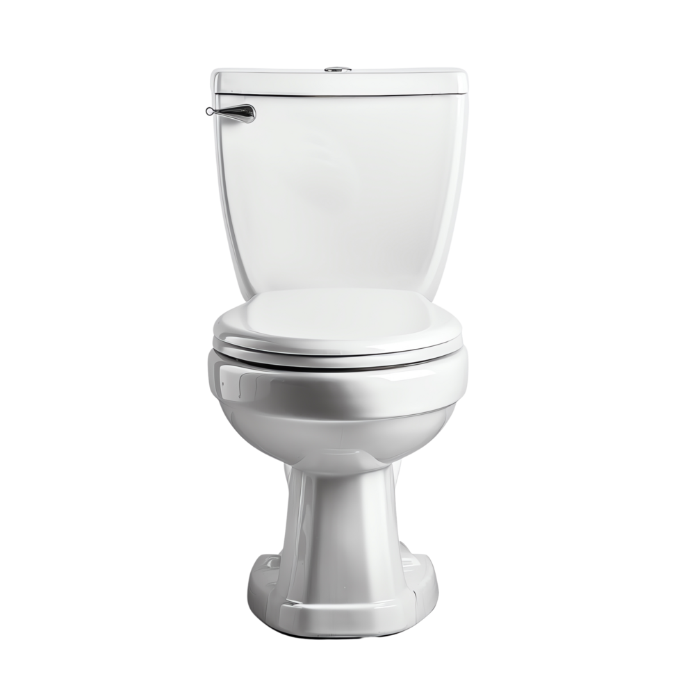 Sleek and modern white toilet featuring smooth porcelain finish and stainless steel handle, perfect for contemporary bathrooms. This design combines functionality with elegance, enhancing any png