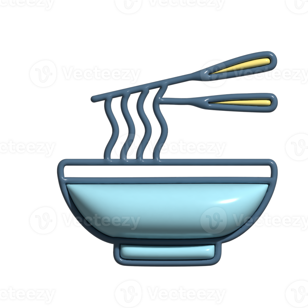 Delicious Ramen Noodle 3D Illustration Japanese Food Icon png