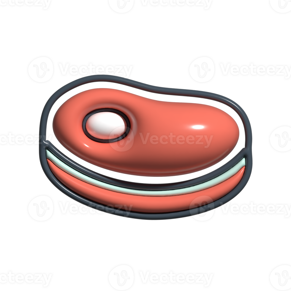 3D Cartoon Steak Icon Grilled Meat with Juicy Texture png