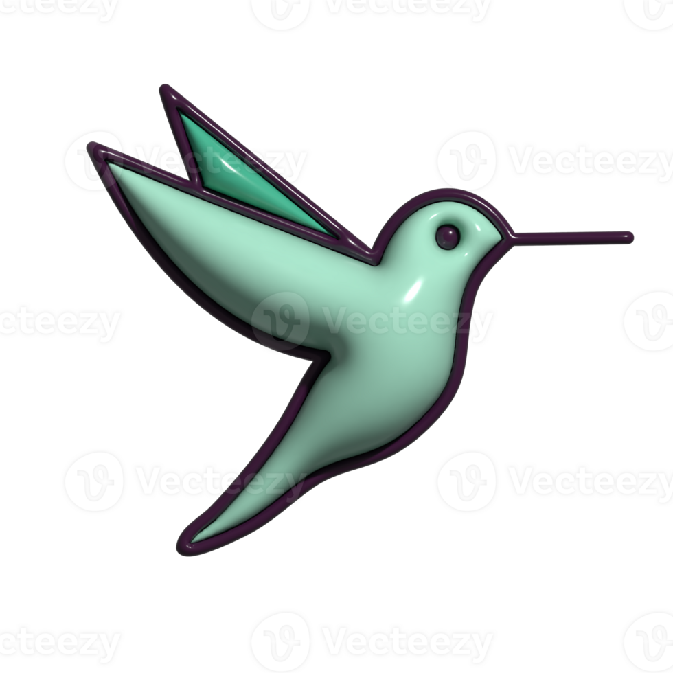 3D Cartoon Hummingbird Icon Tiny Flying Jewel, Colorful Forest Bird, and Cute Wildlife Character png