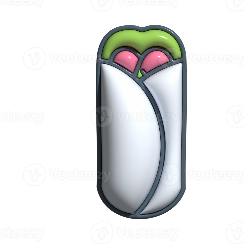 3D Burrito Icon Cartoon Mexican Food Style png