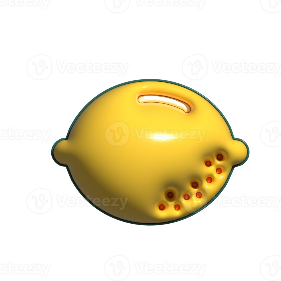 3D Cartoon Lemon Icon Bright Yellow Citrus with Leaf in Fun Style png