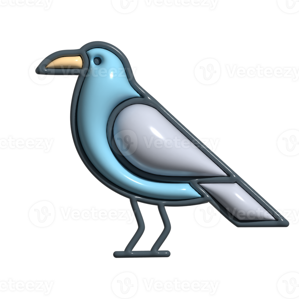 3D Cartoon Crow Icon Black Forest Bird, Smart Wildlife Character, and Mysterious Animal png